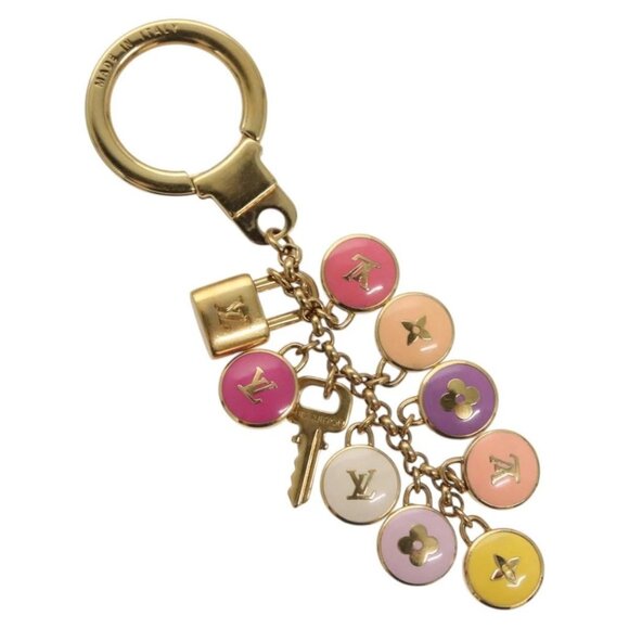 LOUIS VUITTON Monogram Porte Cles Pastille Key Holder Gold - Picture 1 of 14